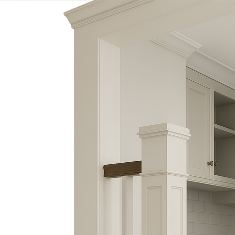 Interior corner of a remodeled kitchen featuring elegant cabinetry, modern trim work, and a neutral color palette, reflecting Pineview Builders' home transformation services in the Twin Cities.